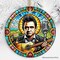 Country Rockin Stained Glass Ceramic Christmas Ornament, Vintage Pop Art and Johnny Cash